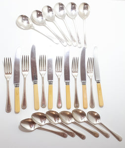 24 Piece Assembled Cutlery Set Sheffield A1 Spoons & Forks – Beaded Design & Faux Bone Handle Knives – Different Cutlers