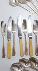 24 Piece Assembled Cutlery Set Sheffield A1 Spoons & Forks – Beaded Design & Faux Bone Handle Knives – Different Cutlers