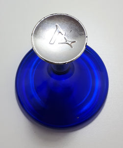 Collectable Uniquely Designed Cobalt Blue Flat Base Perfume Bottle