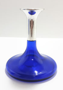 Collectable Uniquely Designed Cobalt Blue Flat Base Perfume Bottle