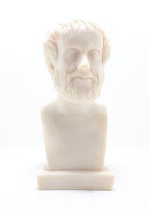 Collectable Cast Alabaster Bust Of Aristotle – Stamped / Titled In Greek Orthodox Letters