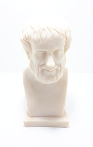 Collectable Cast Alabaster Bust Of Aristotle – Stamped / Titled In Greek Orthodox Letters