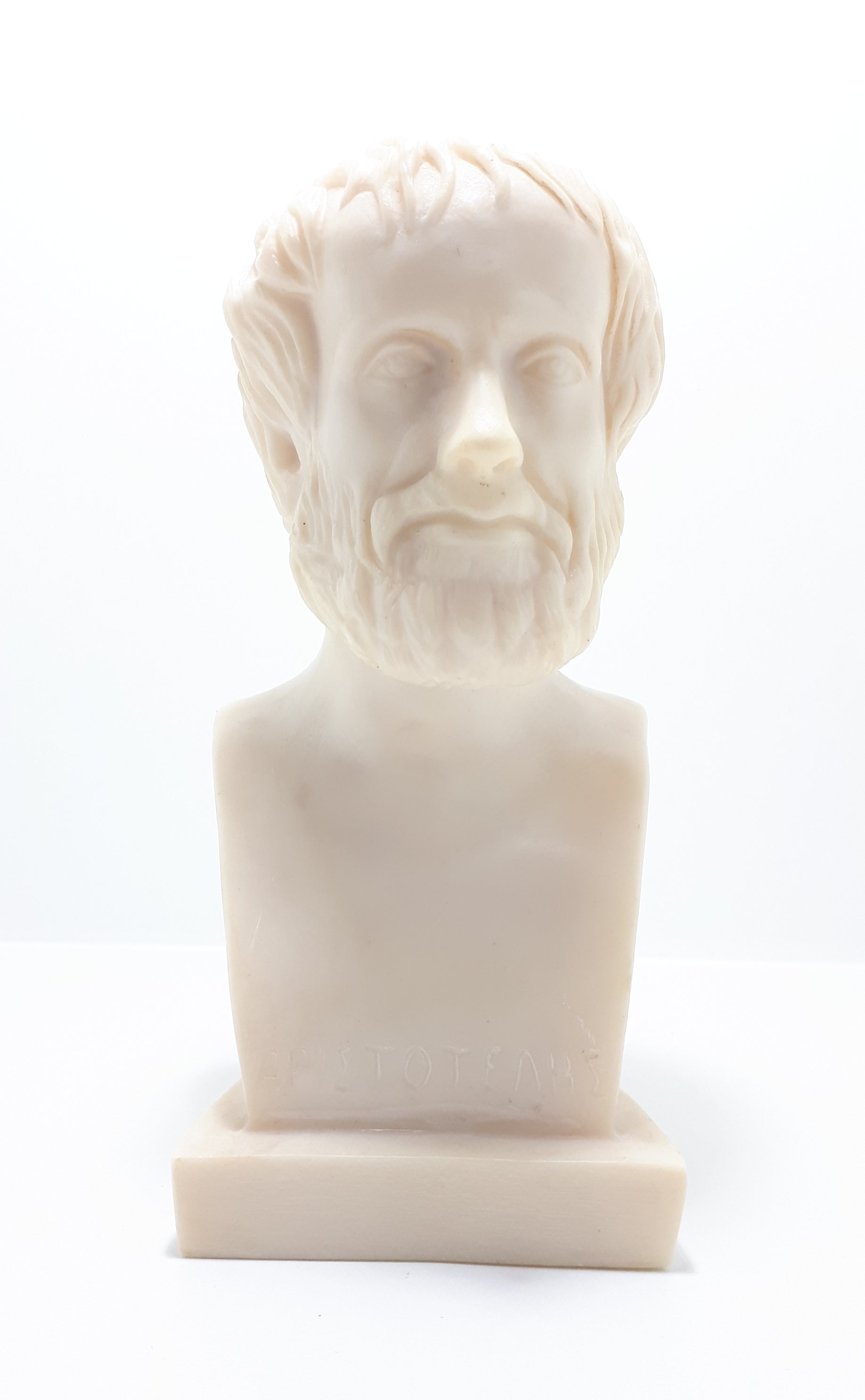 Collectable Cast Alabaster Bust Of Aristotle – Stamped / Titled In Greek Orthodox Letters