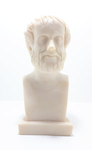 Collectable Cast Alabaster Bust Of Aristotle – Stamped / Titled In Greek Orthodox Letters