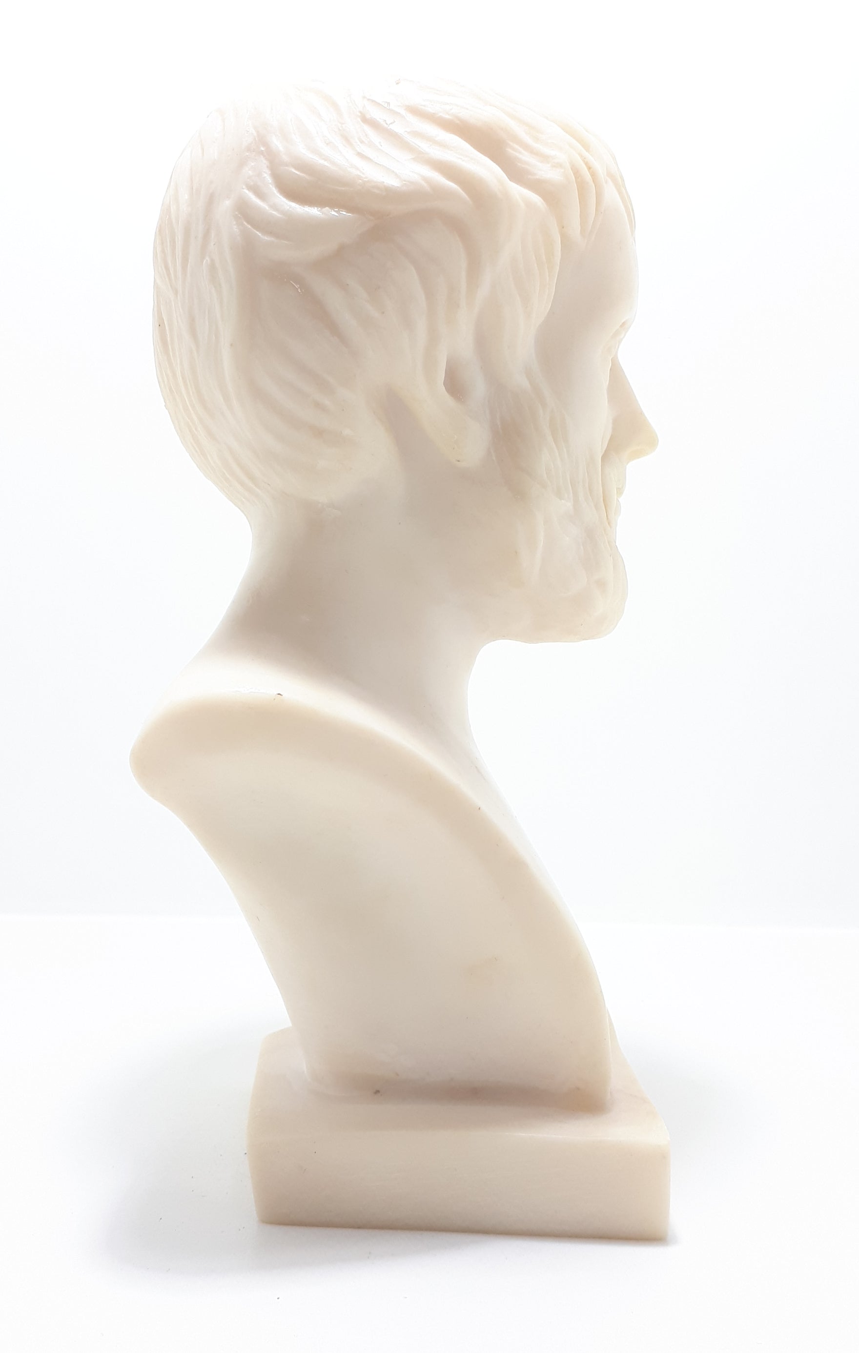 Collectable Cast Alabaster Bust Of Aristotle – Stamped / Titled In Greek Orthodox Letters