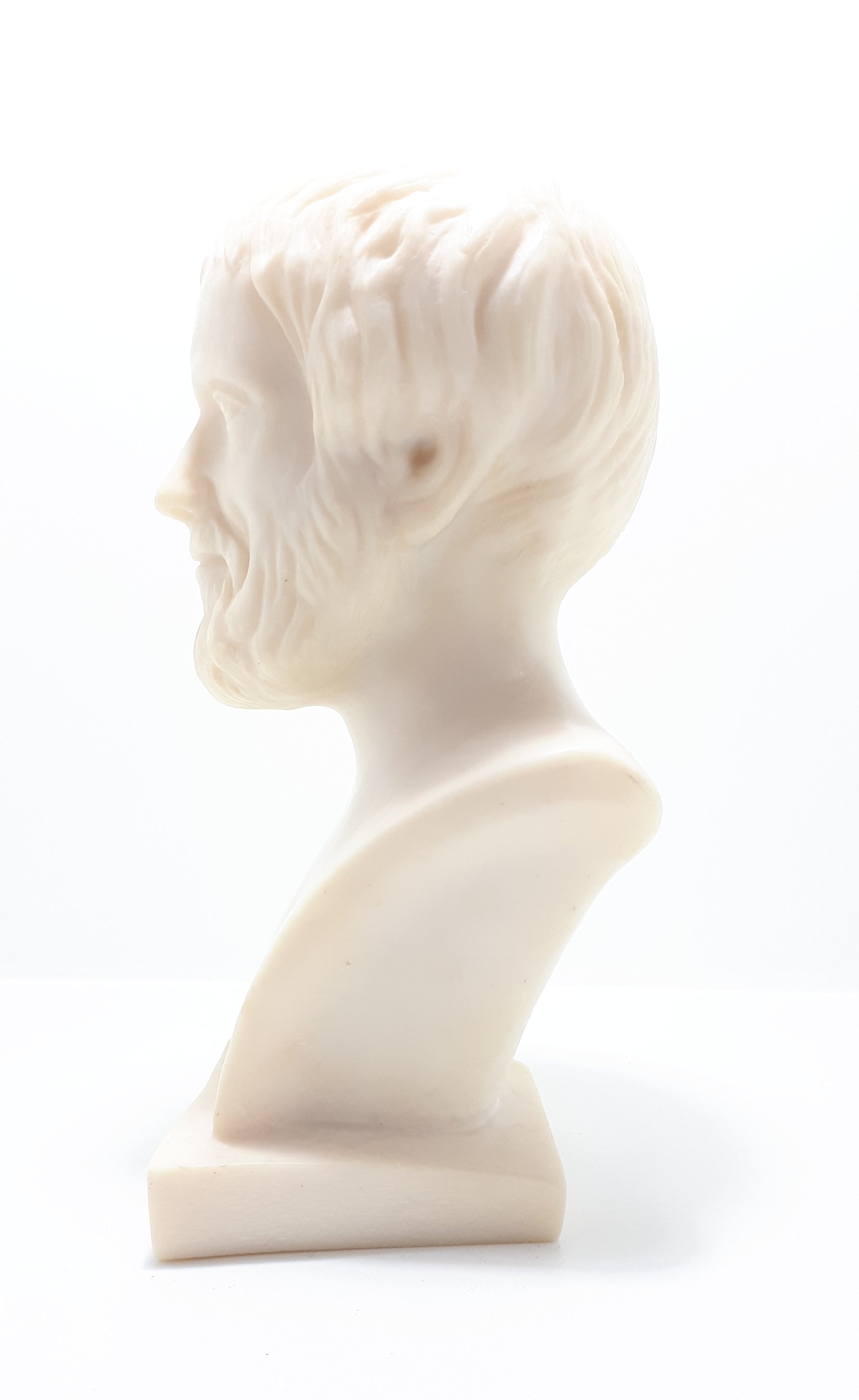 Collectable Cast Alabaster Bust Of Aristotle – Stamped / Titled In Greek Orthodox Letters