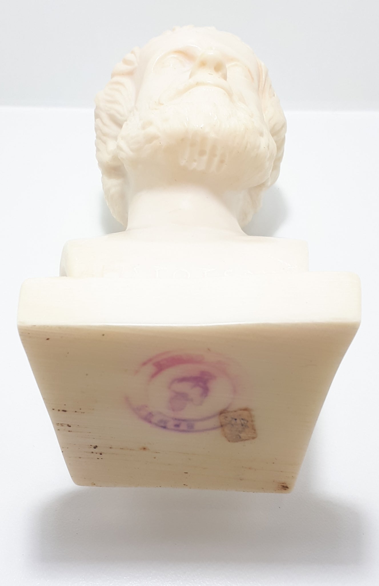 Collectable Cast Alabaster Bust Of Aristotle – Stamped / Titled In Greek Orthodox Letters