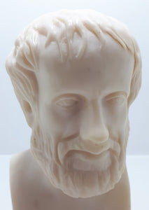 Collectable Cast Alabaster Bust Of Aristotle – Stamped / Titled In Greek Orthodox Letters