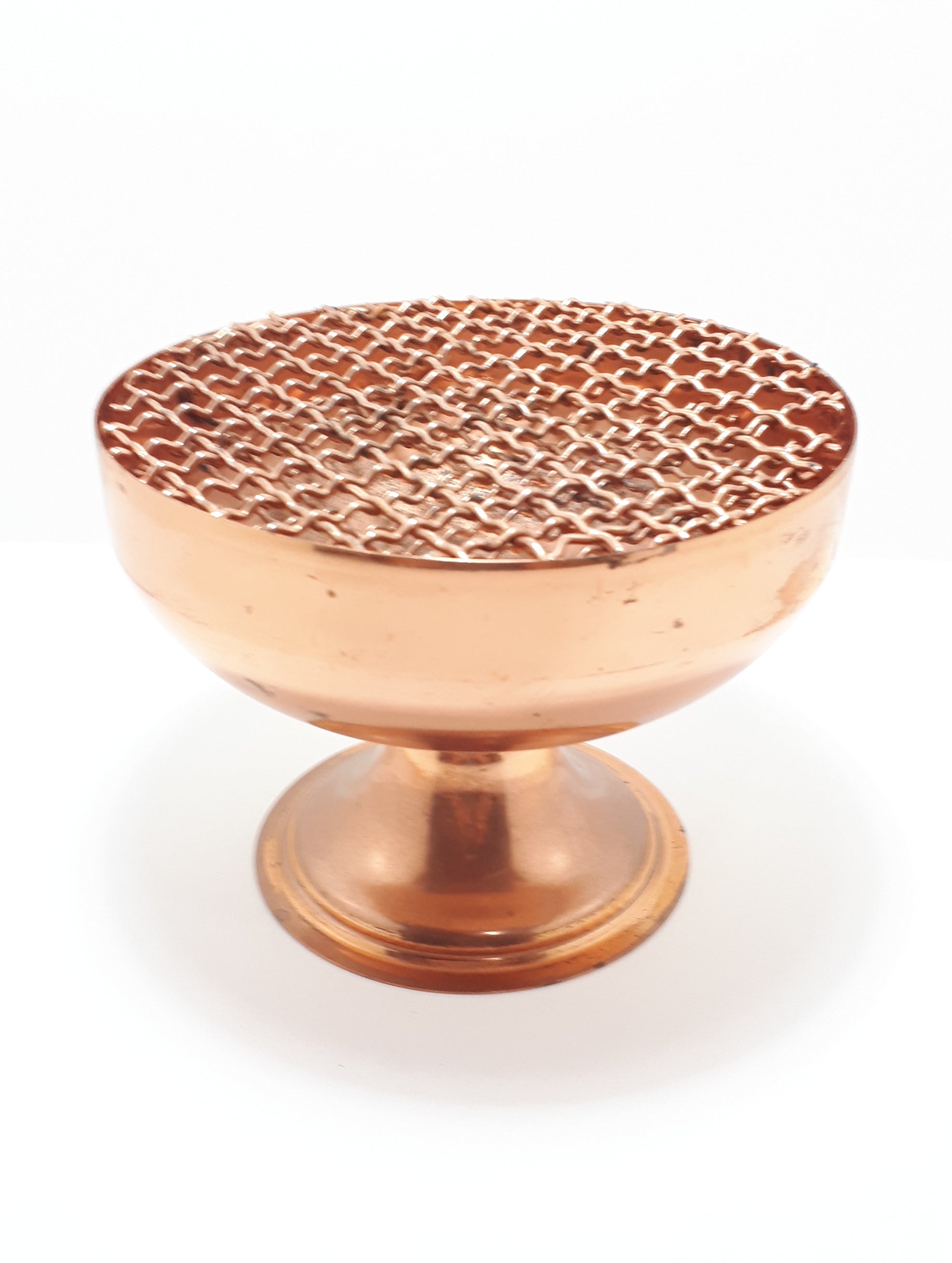 1950 – 1960’s Solid Copper Vintage Rose Bowl With Double Grid & Pedestal Base