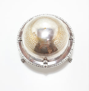 Vintage Silver Plated Roll Top Caviar / Butter Dish With Paw Feet