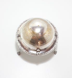 Vintage Silver Plated Roll Top Caviar / Butter Dish With Paw Feet