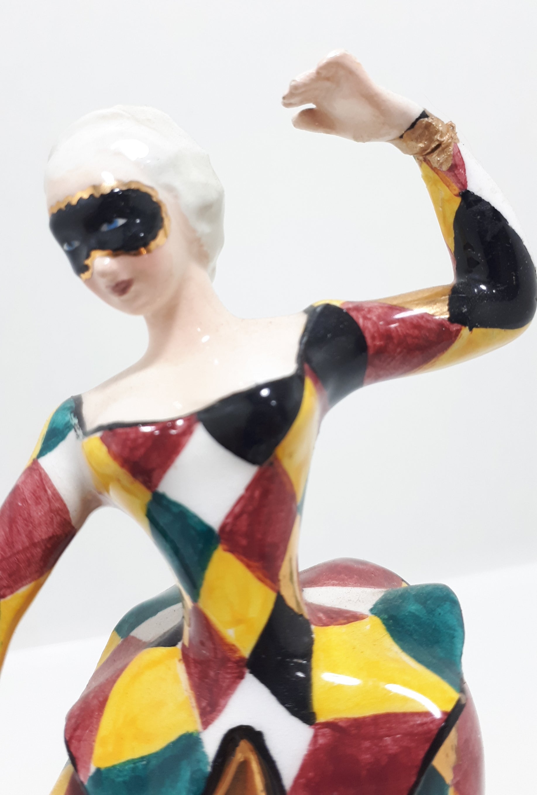 Extremely Rare 1950’s Italian Liani Fine Porcelain Dancing Harlequin / Jester Figurine - Female
