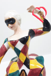 Extremely Rare 1950’s Italian Liani Fine Porcelain Dancing Harlequin / Jester Figurine - Female