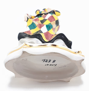 Extremely Rare 1950’s Italian Liani Fine Porcelain Dancing Harlequin / Jester Figurine - Female