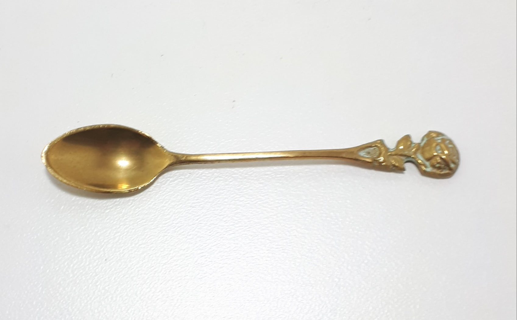 Collectable Brass Demitasse Spoon With Rose Handle