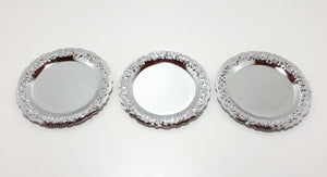 Three Decorative Silver Metal Coasters