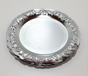Three Decorative Silver Metal Coasters