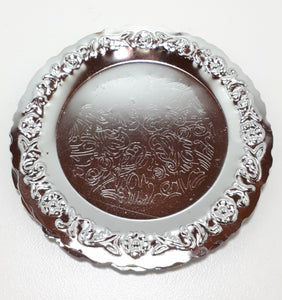 Three Decorative Silver Metal Coasters