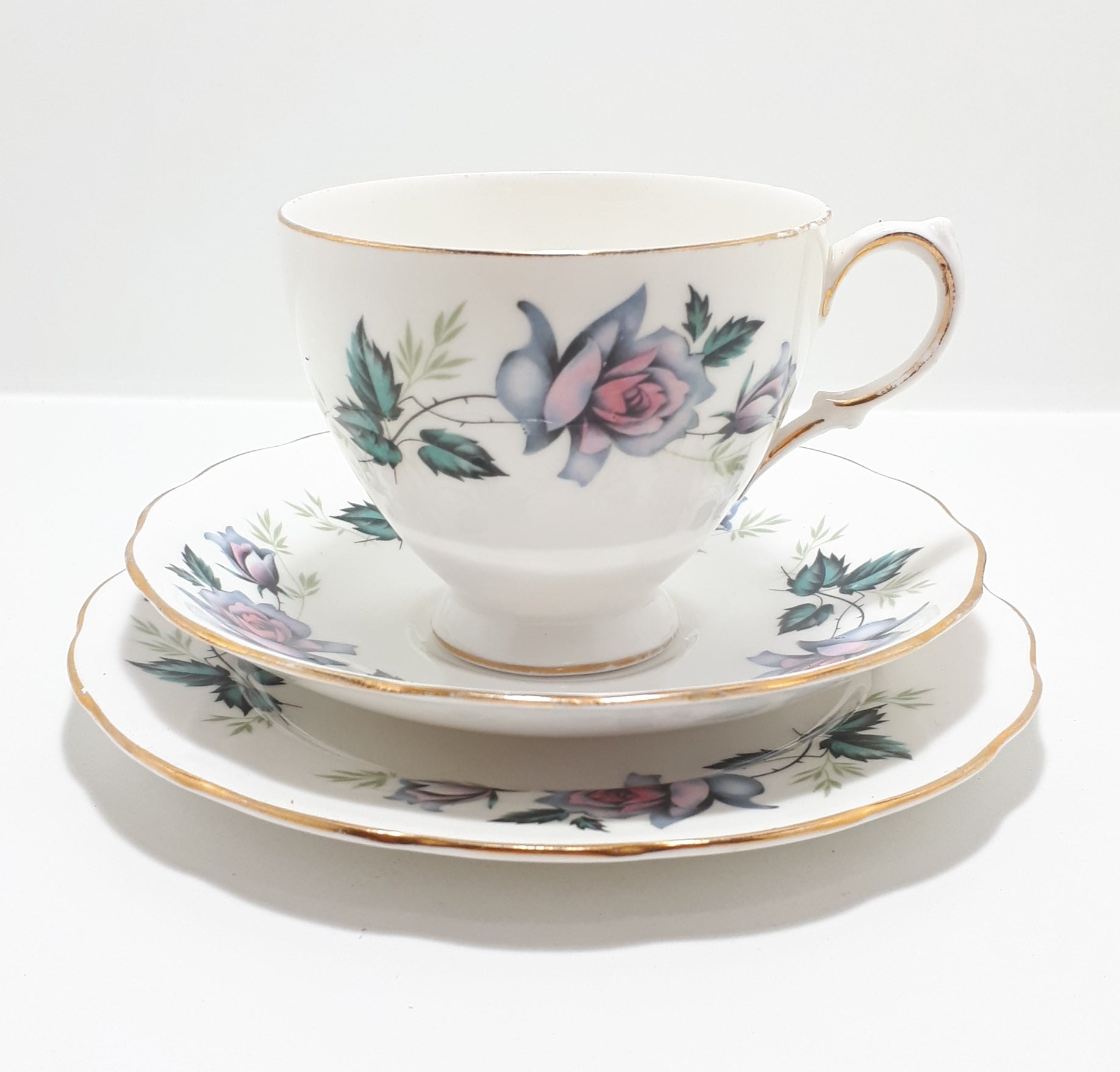 Queen Anne Bone China (Ridgway Potteries Ltd) Tea Trio – Pattern Unknown