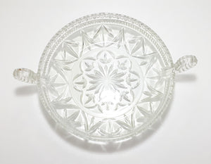 1960’s Clear Reproduction Depression Glass Presentation Bowl With Handles