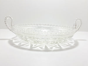 1960’s Clear Reproduction Depression Glass Presentation Bowl With Handles
