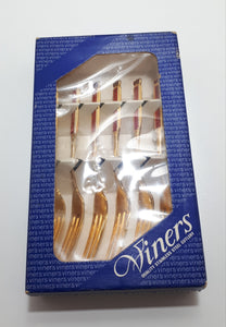 Viners Quality Stainless Steel 24 Ct Gold Plated Unused Set Of 6 Cake Forks - Eetrite