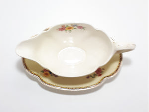 1920’s Antique Johnson Bros. “Pareek” Range Porcelain Gravy Boat & Tray – Rare Lombardy Pattern