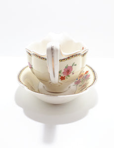 1920’s Antique Johnson Bros. “Pareek” Range Porcelain Gravy Boat & Tray – Rare Lombardy Pattern