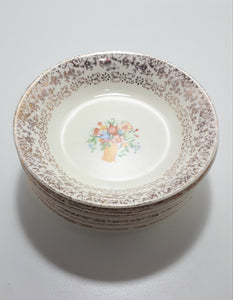 Set of 6 Dainty Gold Chintz & Floral Dessert Bowls