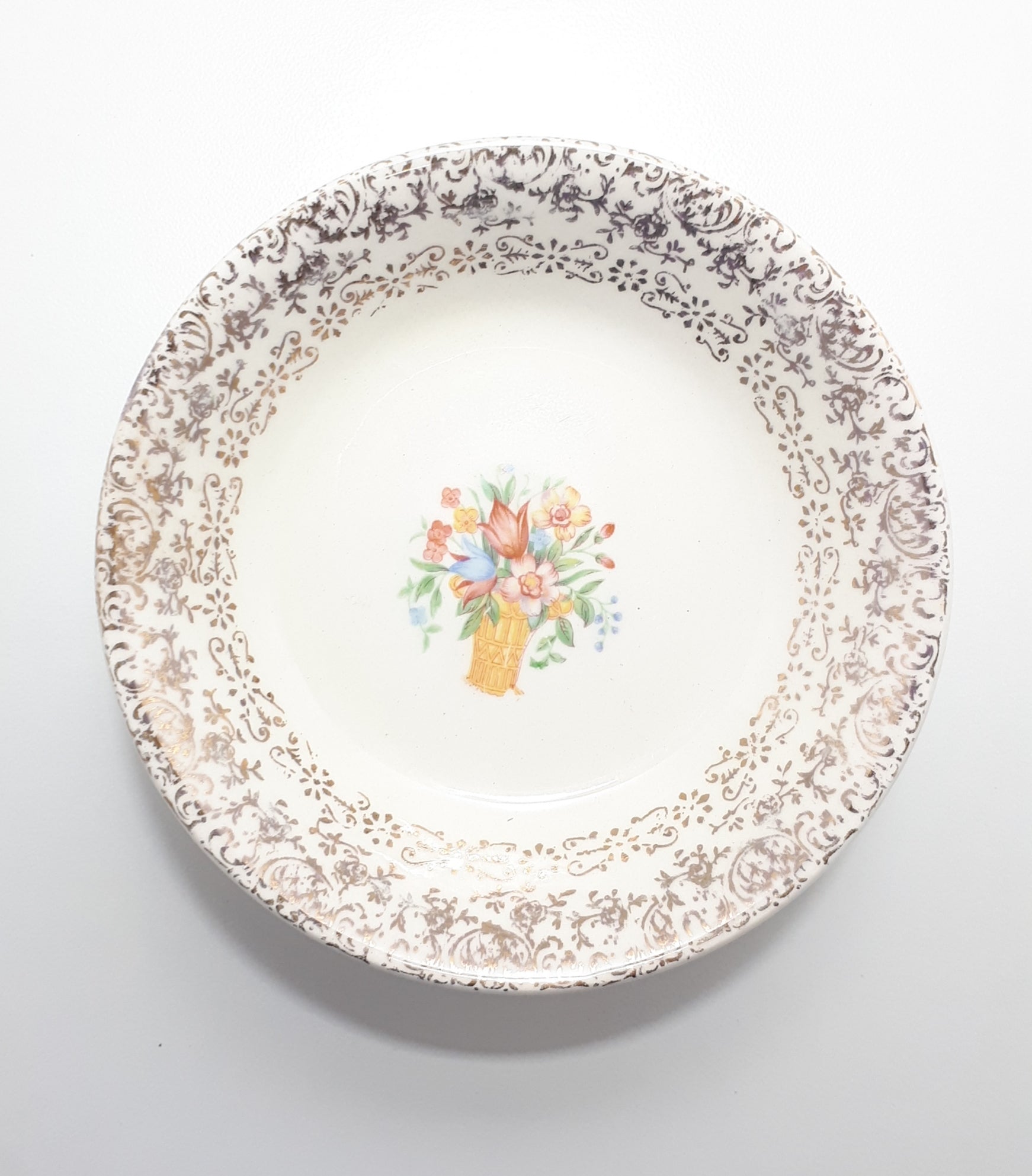 Set of 6 Dainty Gold Chintz & Floral Dessert Bowls