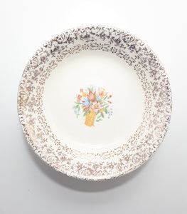 Set of 6 Dainty Gold Chintz & Floral Dessert Bowls