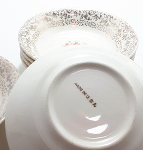 Set of 6 Dainty Gold Chintz & Floral Dessert Bowls