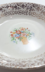 Set of 6 Dainty Gold Chintz & Floral Dessert Bowls