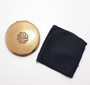 Collectable Brass Stratton Compact With Black Protective Textile Bag