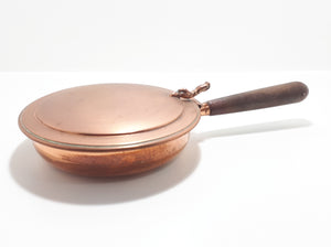 Vintage Solid Copper Bed Warmer Pan With Bird Finial & Wood Handle