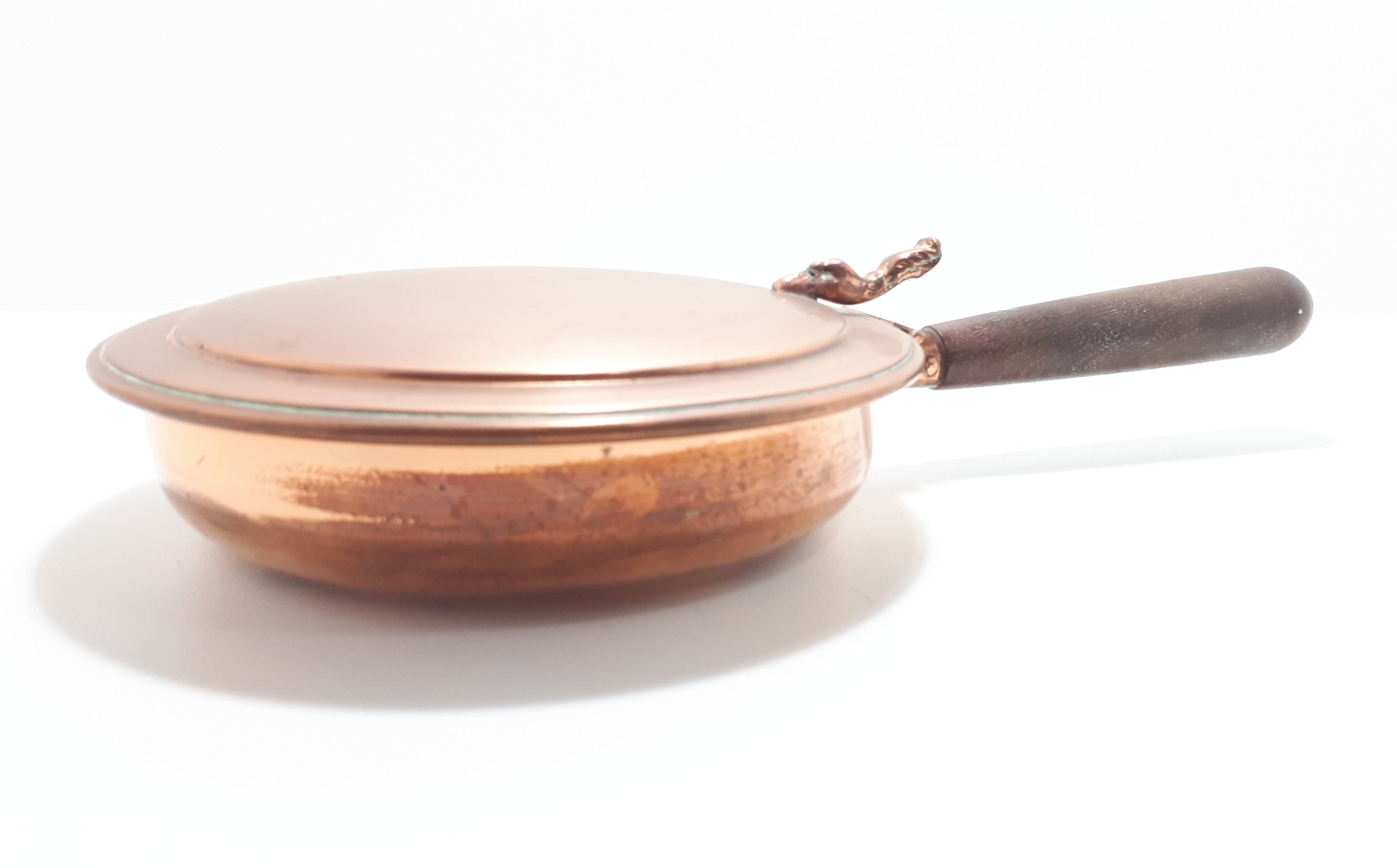 Vintage Solid Copper Bed Warmer Pan With Bird Finial & Wood Handle