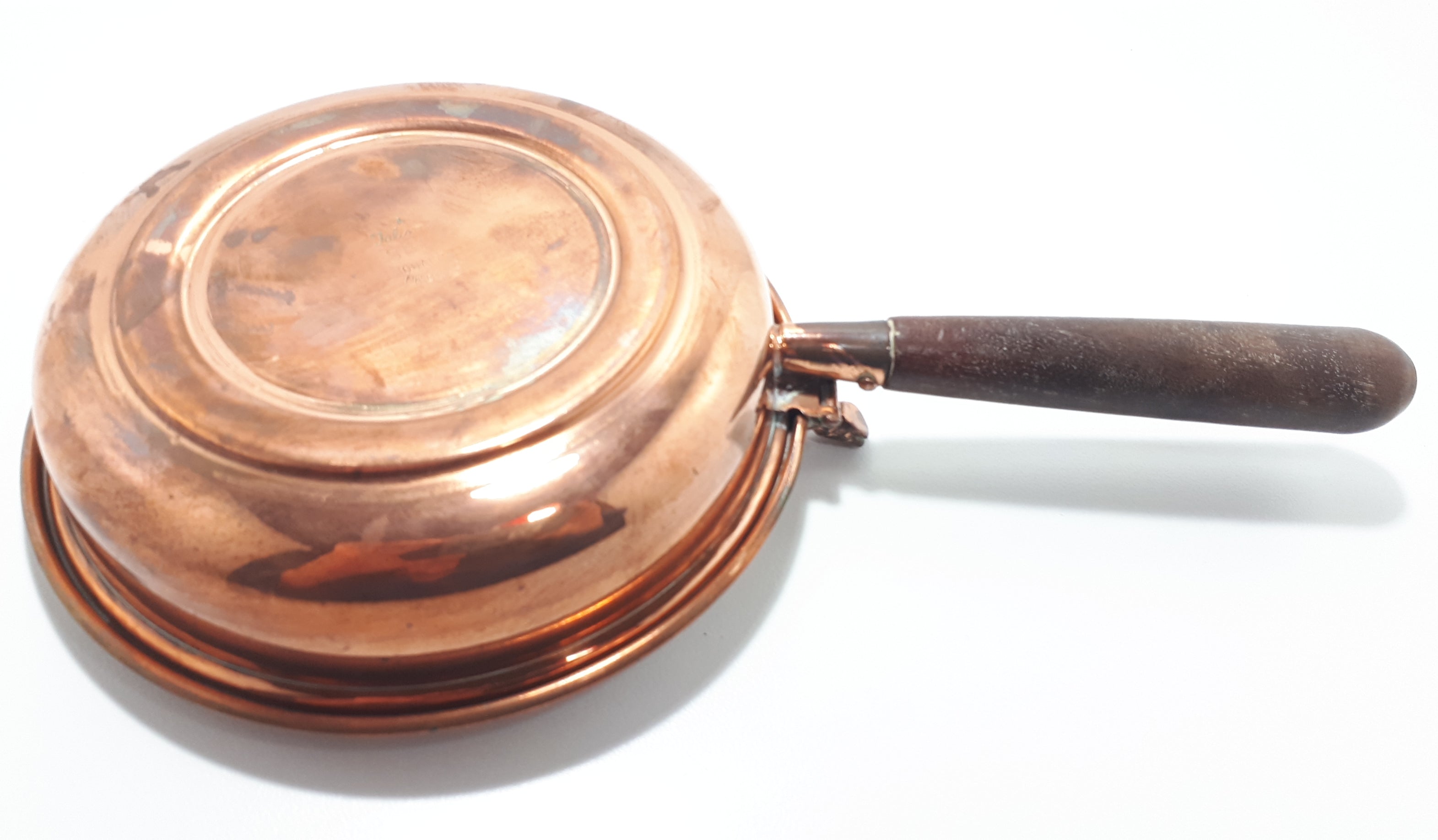 Vintage Solid Copper Bed Warmer Pan With Bird Finial & Wood Handle