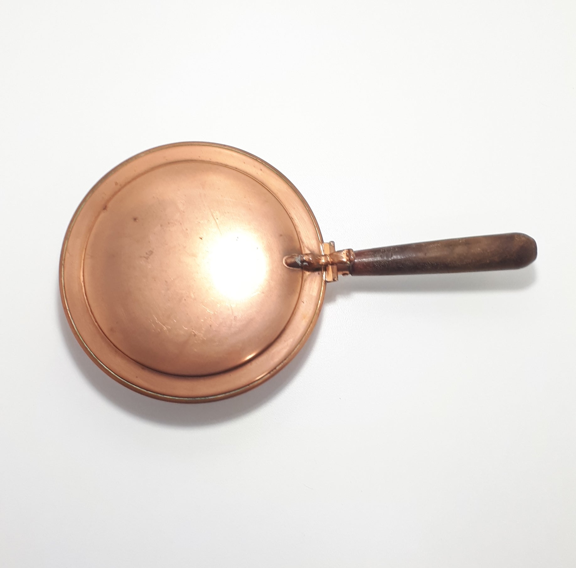 Vintage Solid Copper Bed Warmer Pan With Bird Finial & Wood Handle