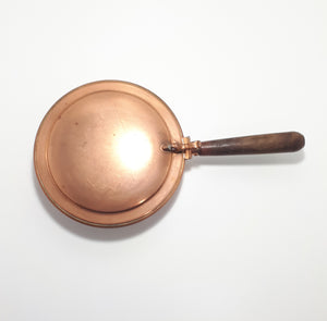 Vintage Solid Copper Bed Warmer Pan With Bird Finial & Wood Handle
