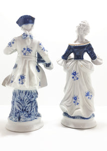 1925-1967 Collectable Fine Porcelain Blue & White Capodimonte Victorian Figurine Pair – Male & Female