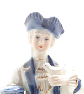 1925-1967 Collectable Fine Porcelain Blue & White Capodimonte Victorian Figurine Pair – Male & Female