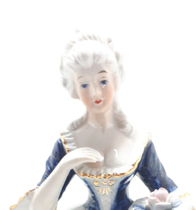 1925-1967 Collectable Fine Porcelain Blue & White Capodimonte Victorian Figurine Pair – Male & Female