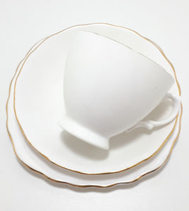 1950’s Royal Vale Pure White With Gold Trim Tea Trio