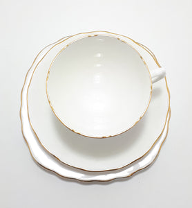 1950’s Royal Vale Pure White With Gold Trim Tea Trio