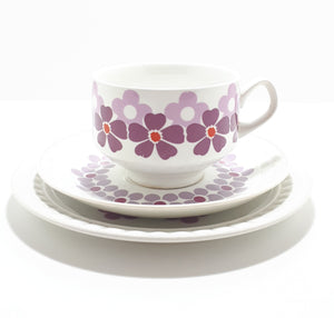 Retro Spanish Pontesa Porcelain Trio – Cup, Saucer & Small Plate