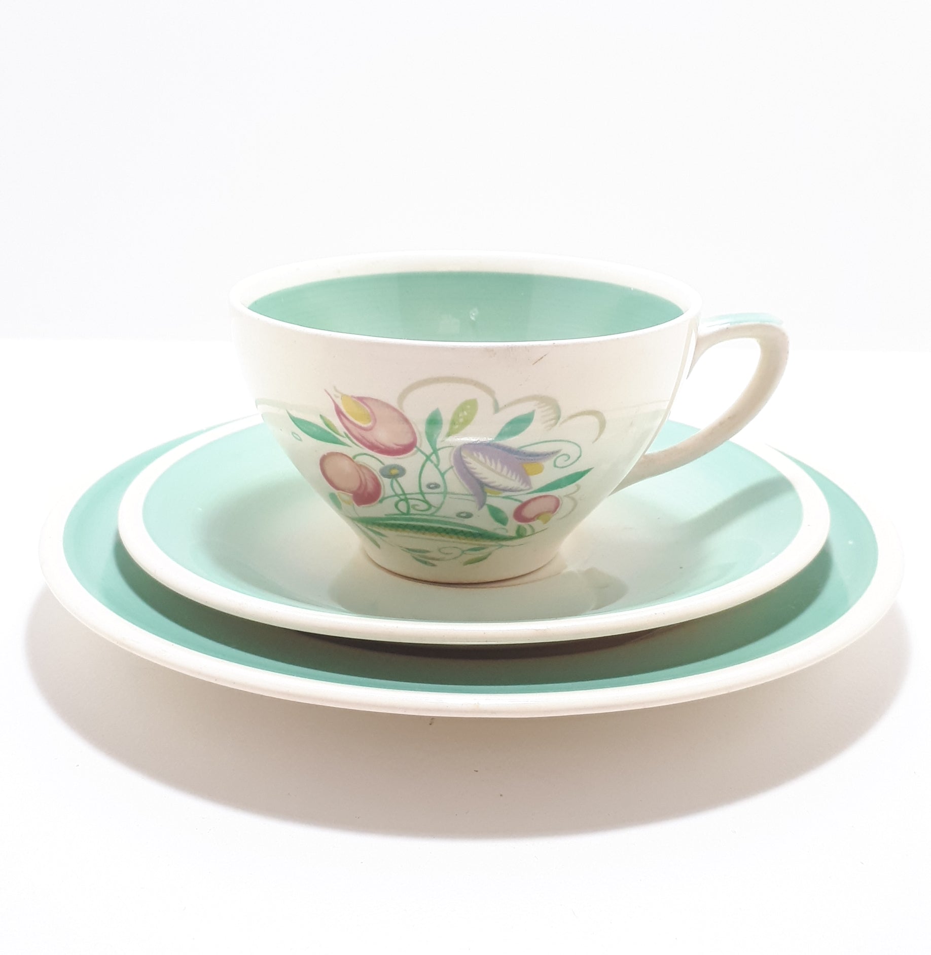 Susie Cooper Dresden Spray Breakfast Trio