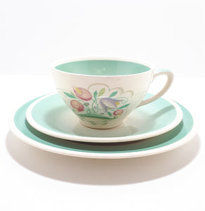 Susie Cooper Dresden Spray Breakfast Trio