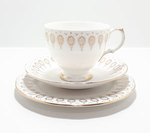 Queen Anne Bone China White & Gold Trios – Pattern 7934