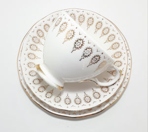 Queen Anne Bone China White & Gold Trios – Pattern 7934