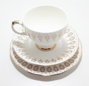 Queen Anne Bone China White & Gold Trios – Pattern 7934